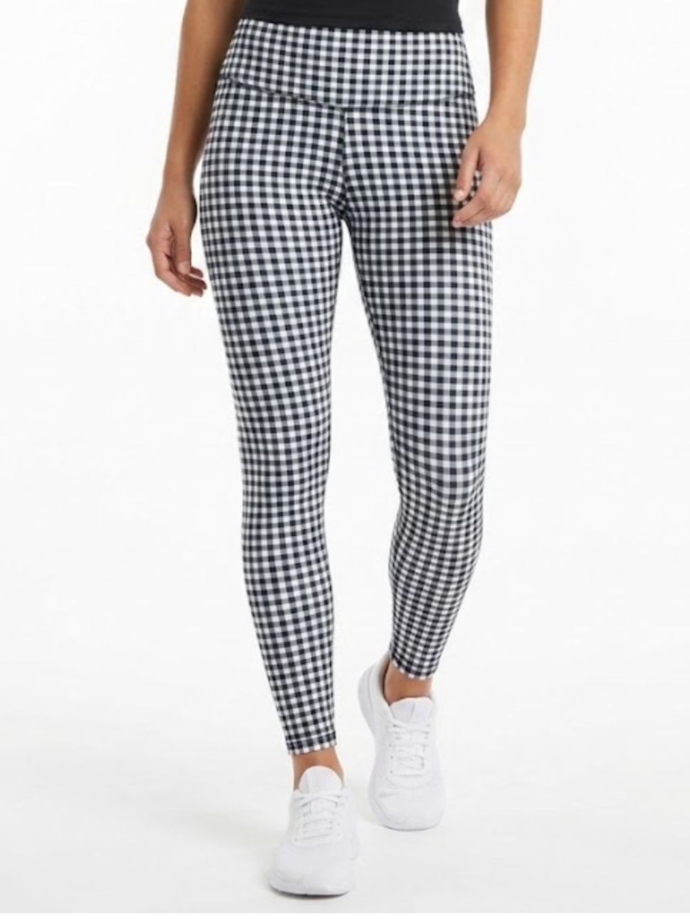 JoyLab Black and White Gingham High-Waist Leggings